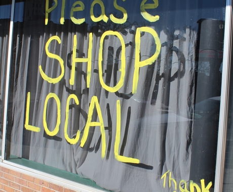Sign in window that says "Please shop local"
