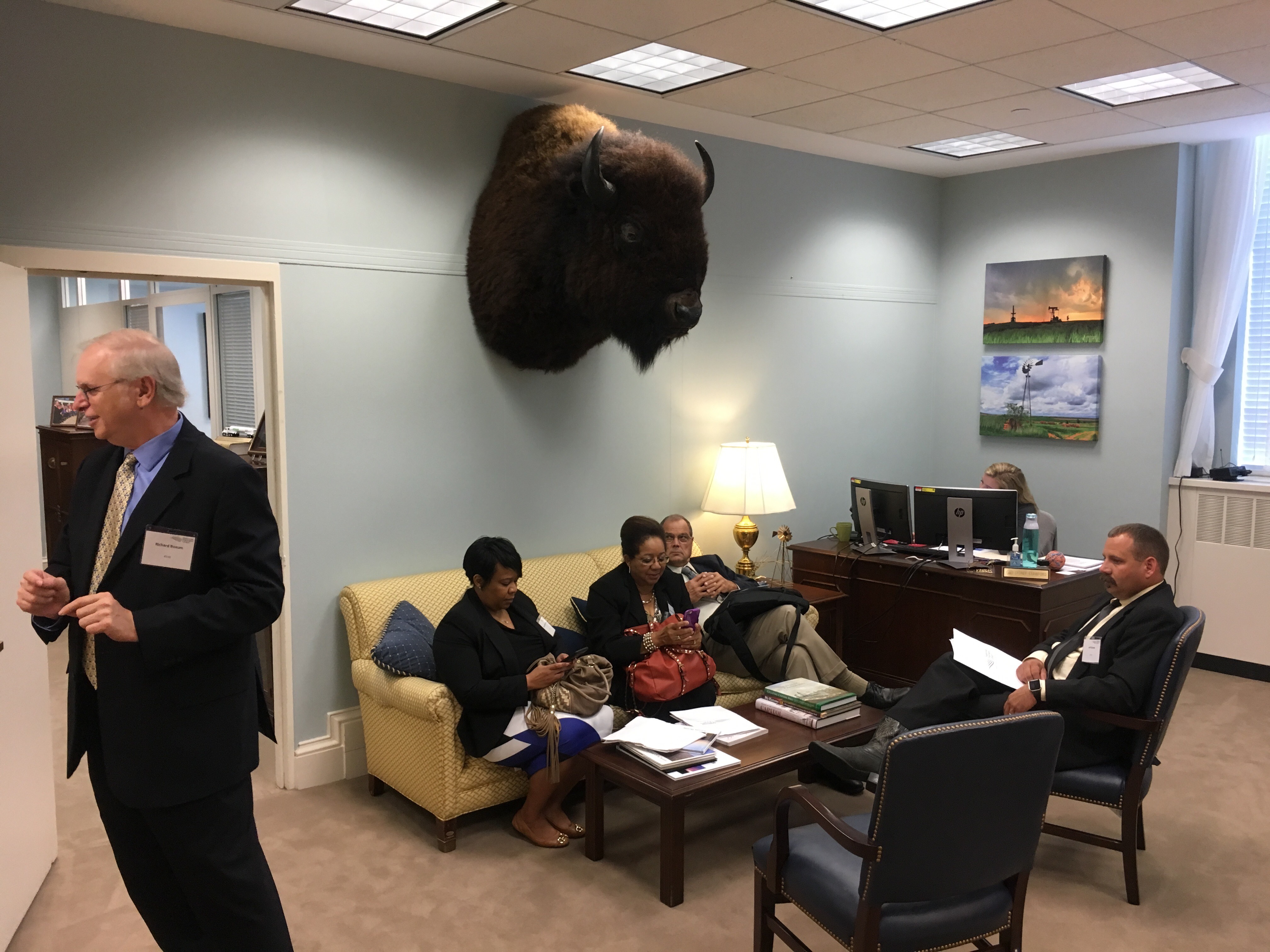 People waiting in legislative office