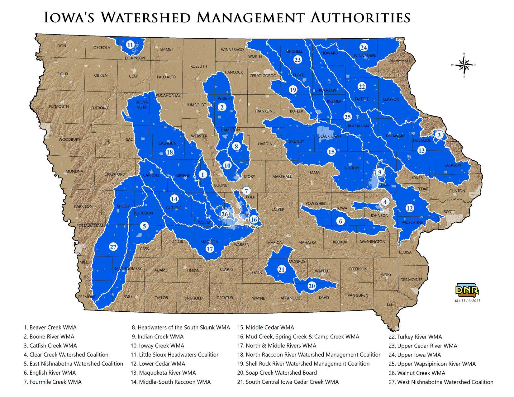 Map of Watershed Management Authorities in Iowa