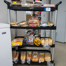 Cart full of bread options.