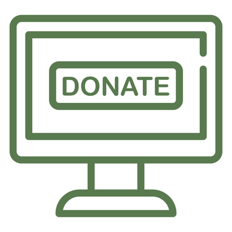 Illustration of a computer with the word "donate" on the screen
