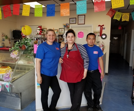 Three business owners in a bakery