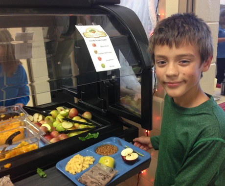 Student with lunch tray
