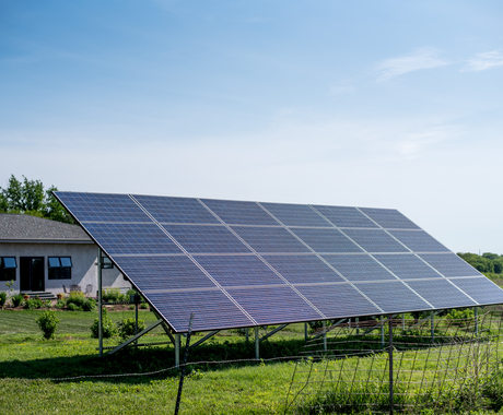 Solar array on farm