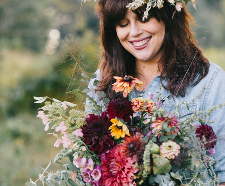 Woman holding flowers