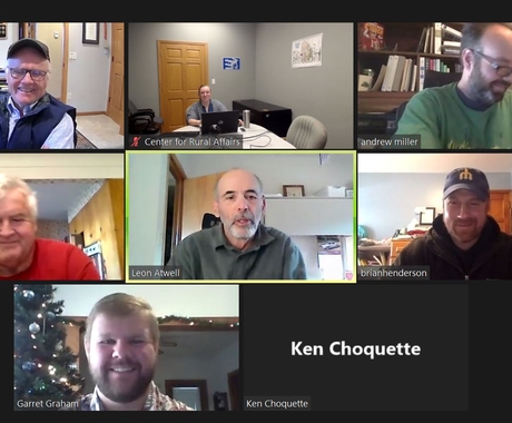 Screenshot of Zoom meeting with 8 people