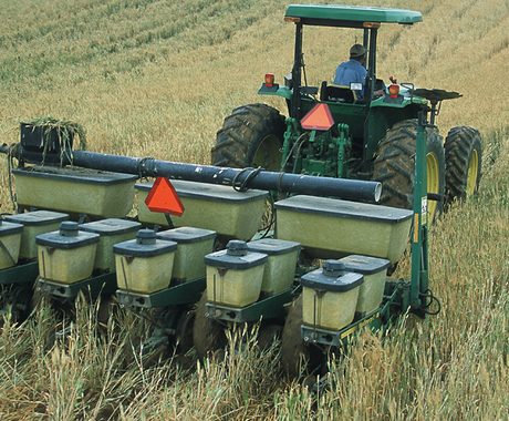 Tractor planting cover crops