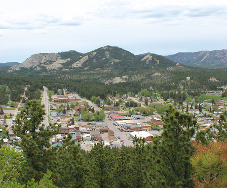Arial view of Custer, South Dakota