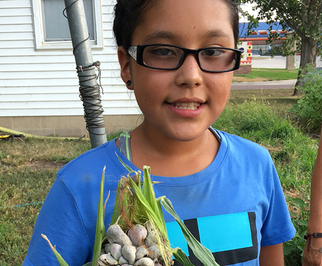 Girl with garlic