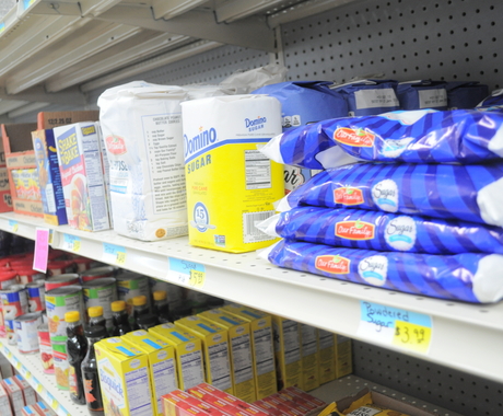 food on shelves