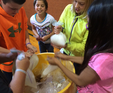 Students making ice cream