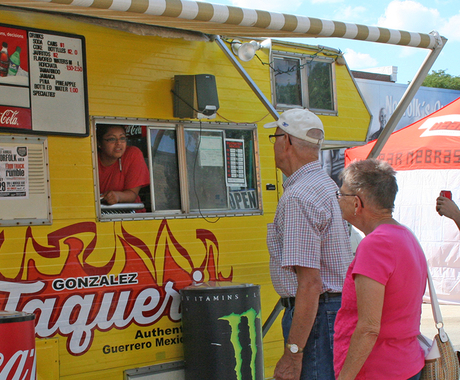 Food truck with customers