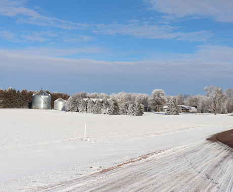 Snowy rural acreage