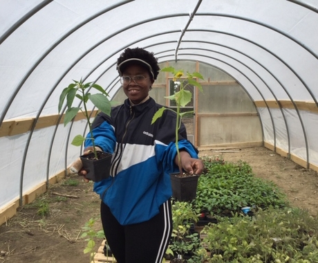 woman holding plants