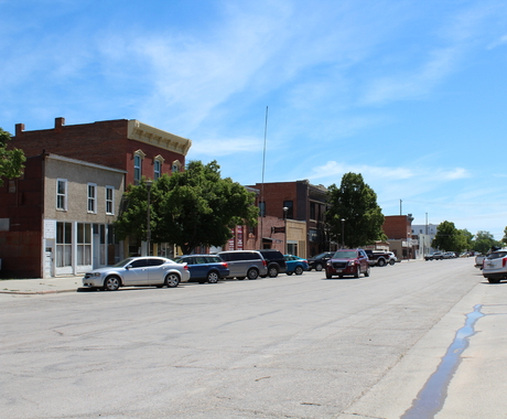 main street in Nebraska, full of cars