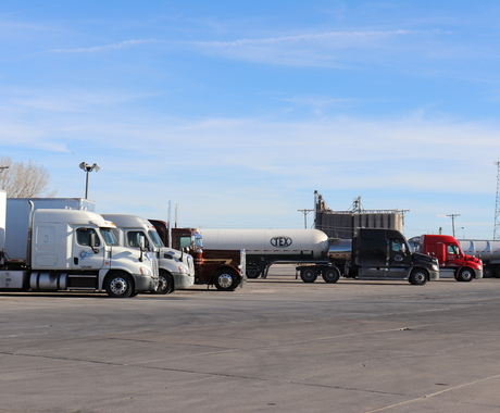 semi trucks at a truck stop