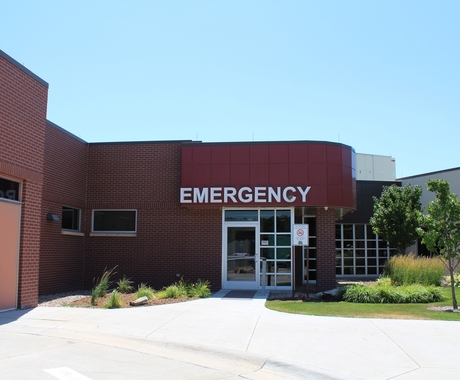 Emergency room entrance of rural hospital