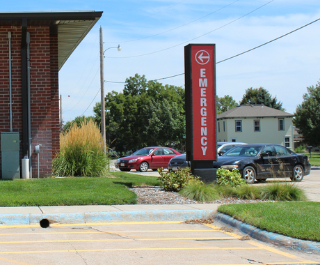 Emergency entrance sign of rural hospital
