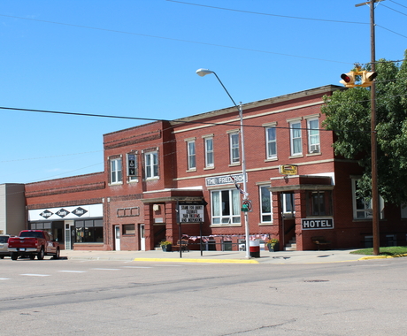 historic hotel on main street in Loup City, Nebraska