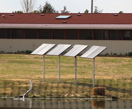 Small solar panels on a farm