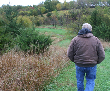 Farmer walking