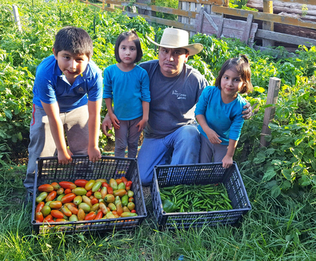 Justino Borja and children in garden