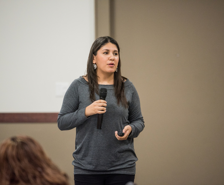 Woman giving presentation
