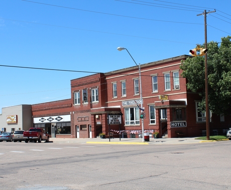 historic hotel on Main Street in Loup City, Nebraska