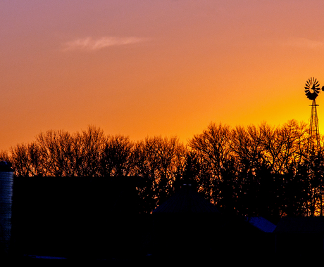 Windmill at sunset