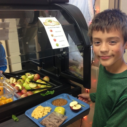 Student with lunch tray