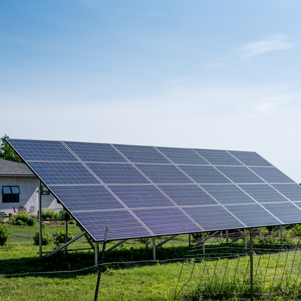 Solar array on farm