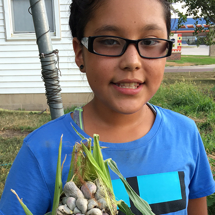 Girl with garlic