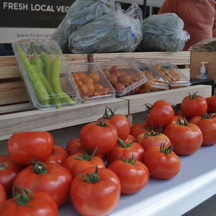 Food at farmers market stand