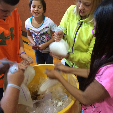 Students making ice cream