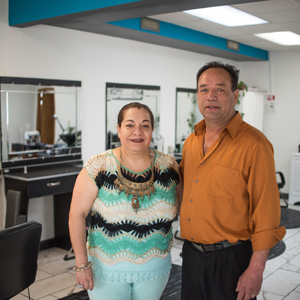 Man and woman business owners in a hair salon