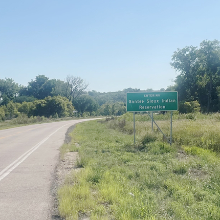 Santee Sioux Indian Reservation sign on road