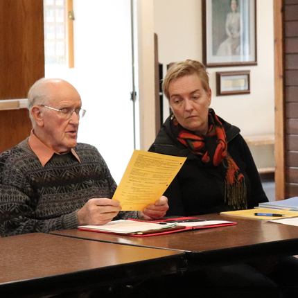 Vern and Krista at board meeting