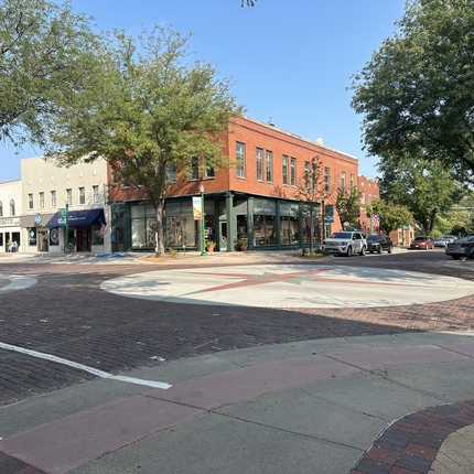Intersection of a small town main street. 