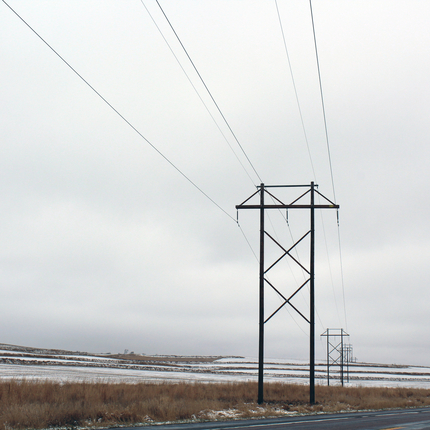 Transmission line with snow on the ground
