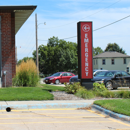 Emergency entrance sign of rural hospital