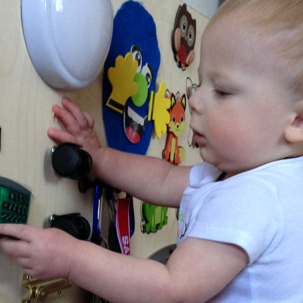 Boy at busy board