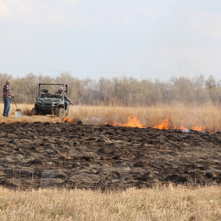 Prescribed burn on grasslands in Kansas