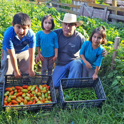 Justino Borja and children in garden