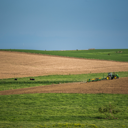 Farm field being planted