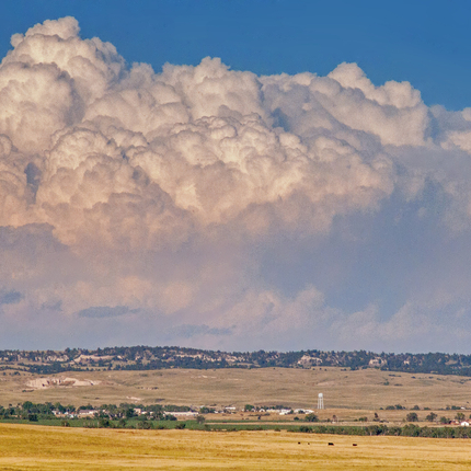 Clouds over small town