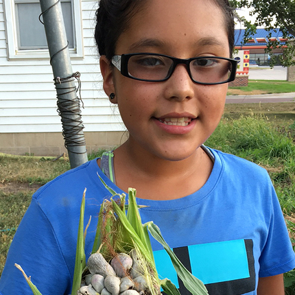 Girl with garlic