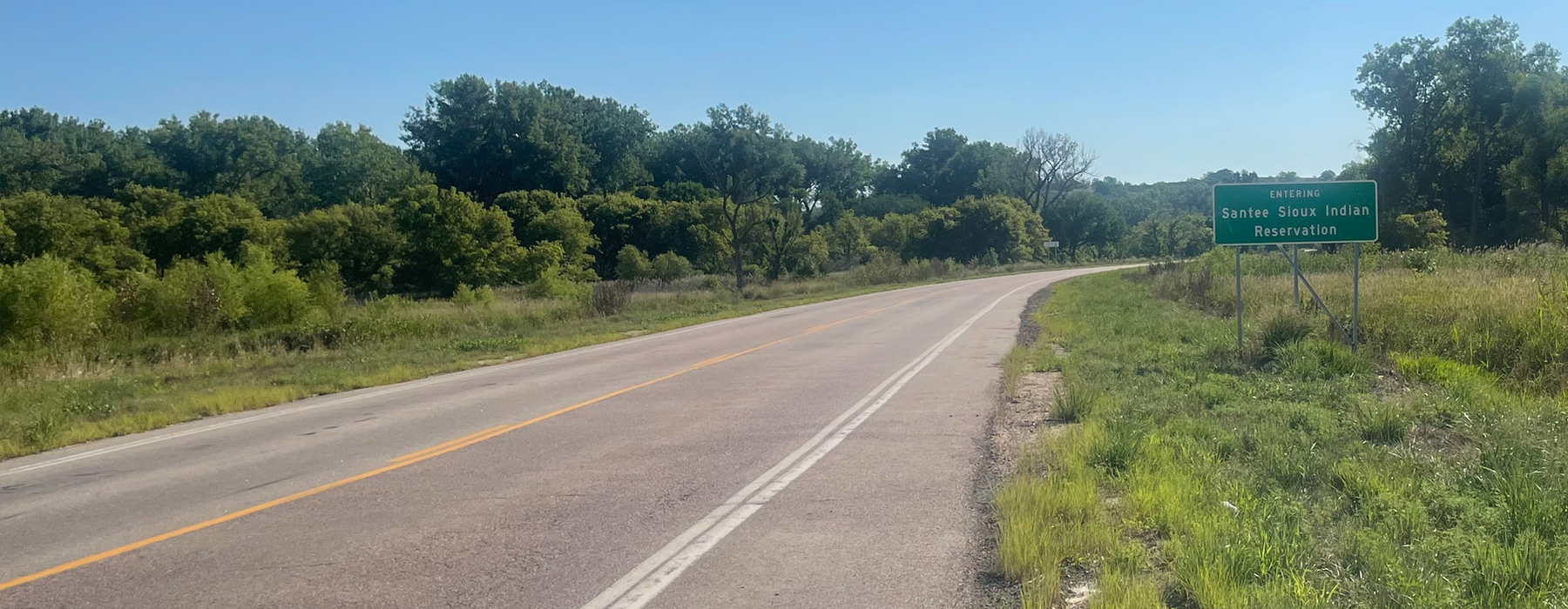 Road leading into Santee Sioux reservation 